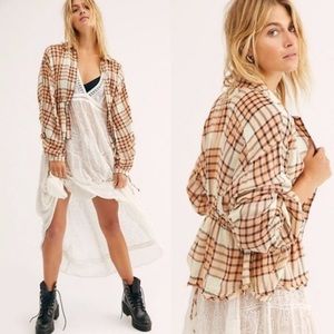 Free People Pacific Dawn Plaid Top